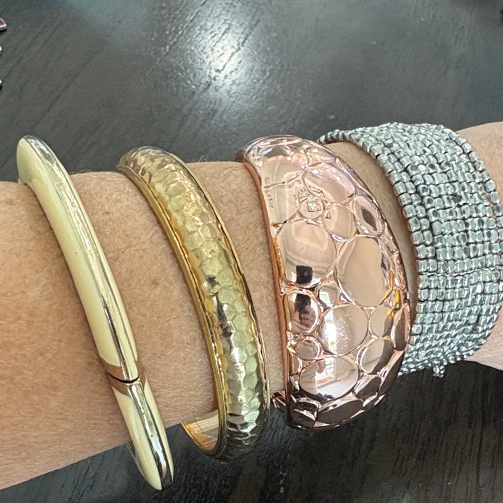 Chic Metallic Bangle Bracelet Set Sizes 7 and 8